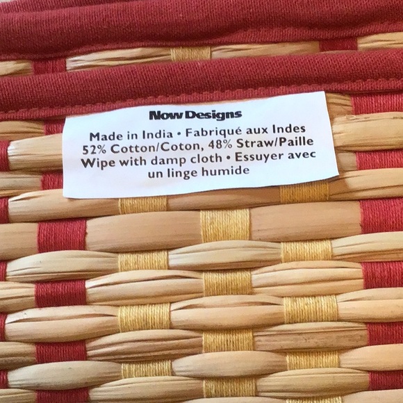 8 Cotton and Straw Placemats - Rust and Natural - Picture 5 of 5